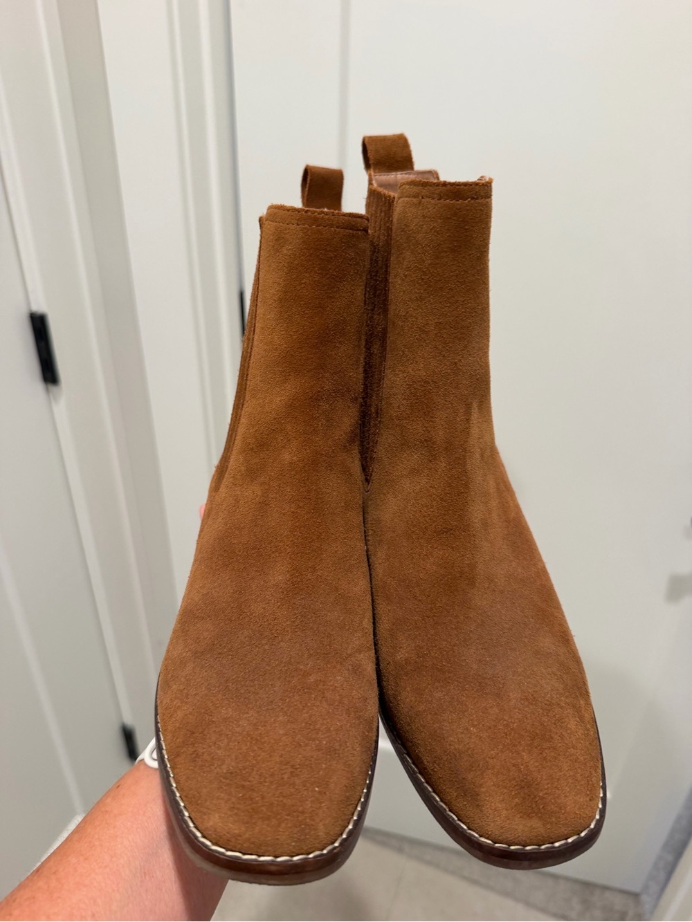 Nordstrom Brand Suede Chelsea Ankle Boots in Cognac Brown